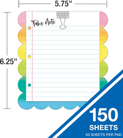 Carson Dellosa Creatively Inspired Notepad 3-Pack, Rainbow Note Pads for Goals, To Do List, Checklist, Notes, and Classroom Organization Stationary, Desk Accessories and Office Supplies