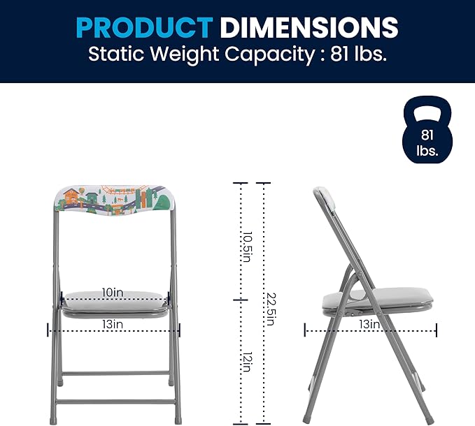 Flash Furniture Mindy Kids 5-Piece Folding Square Table and Chairs Set