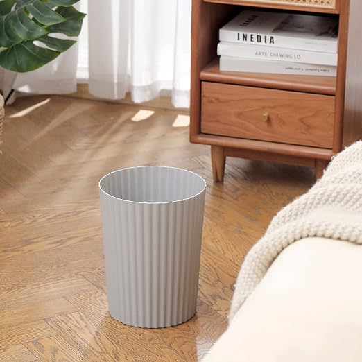 JiatuA Small Trash Can Plastic Wastebasket Round Garbage Container Bin for Bathroom, Kitchen, Bedroom, Home Office, College Dorm, Grey 2 Pack