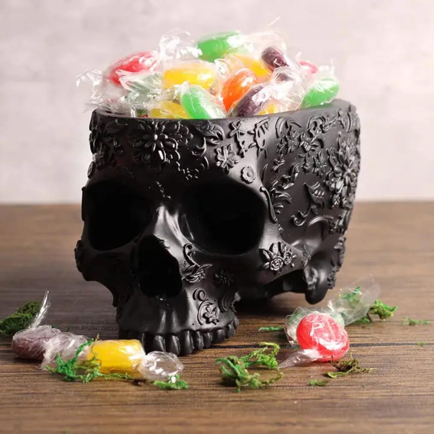 Black Skull Planter Pot 6 Inch Skeleton Head Pot for Succulents Flowers, & Bowl Dish Gothic Decor for Garden Home Parties Haunted House Spooky Black Display Halloween Skull Flower Pot Decoration Gift