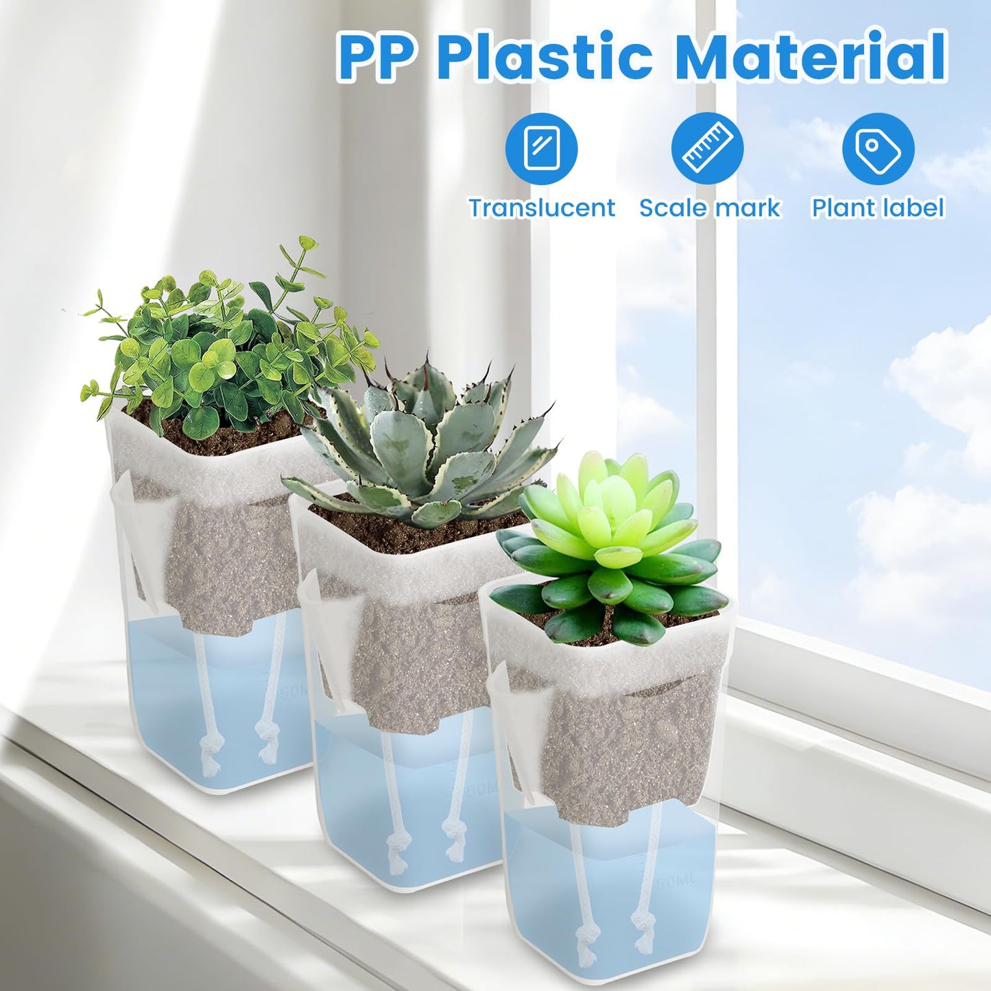 Fizocosisto 12Pcs 2.5Inch Self Watering Pots for Indoor Plant Mini Clear Plastic Planter for Hoya African Violets Alocasia