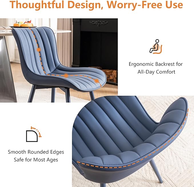 YOUNUOKE Mid-Century Modern Dining Chairs Set of 2, Armless Accent Chair