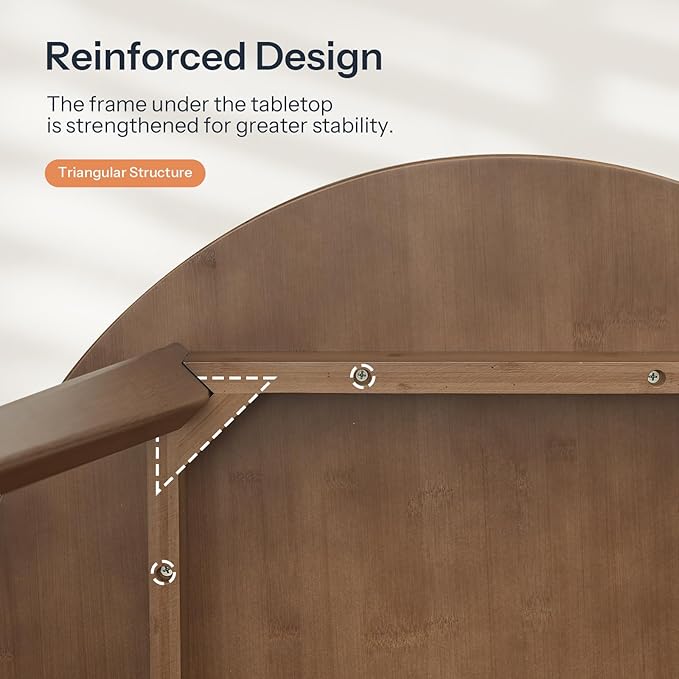 HOOBRO Bamboo Dining Table, Round Dining Table