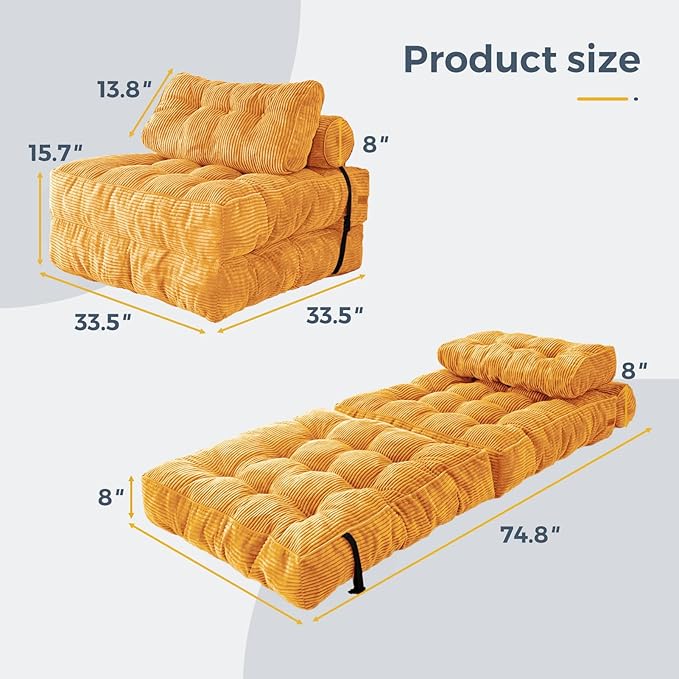 MAXYOYO Folding Sofa Bed, Convertible Sleeper Chair