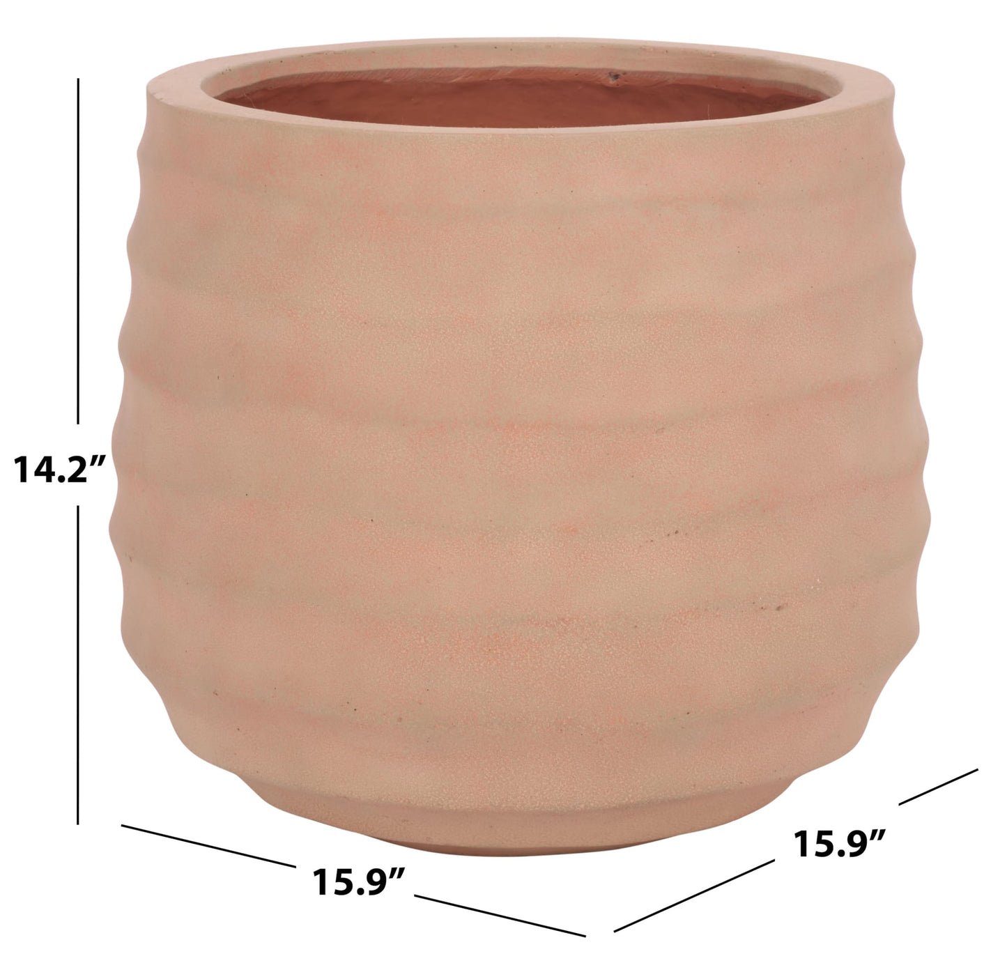 SAFAVIEH Outdoor Patio Furniture Collection - Marta Terracotta Ficonstone Planter Pot, Modern Round Plant Container, Fully Assembled (PAT1542D)