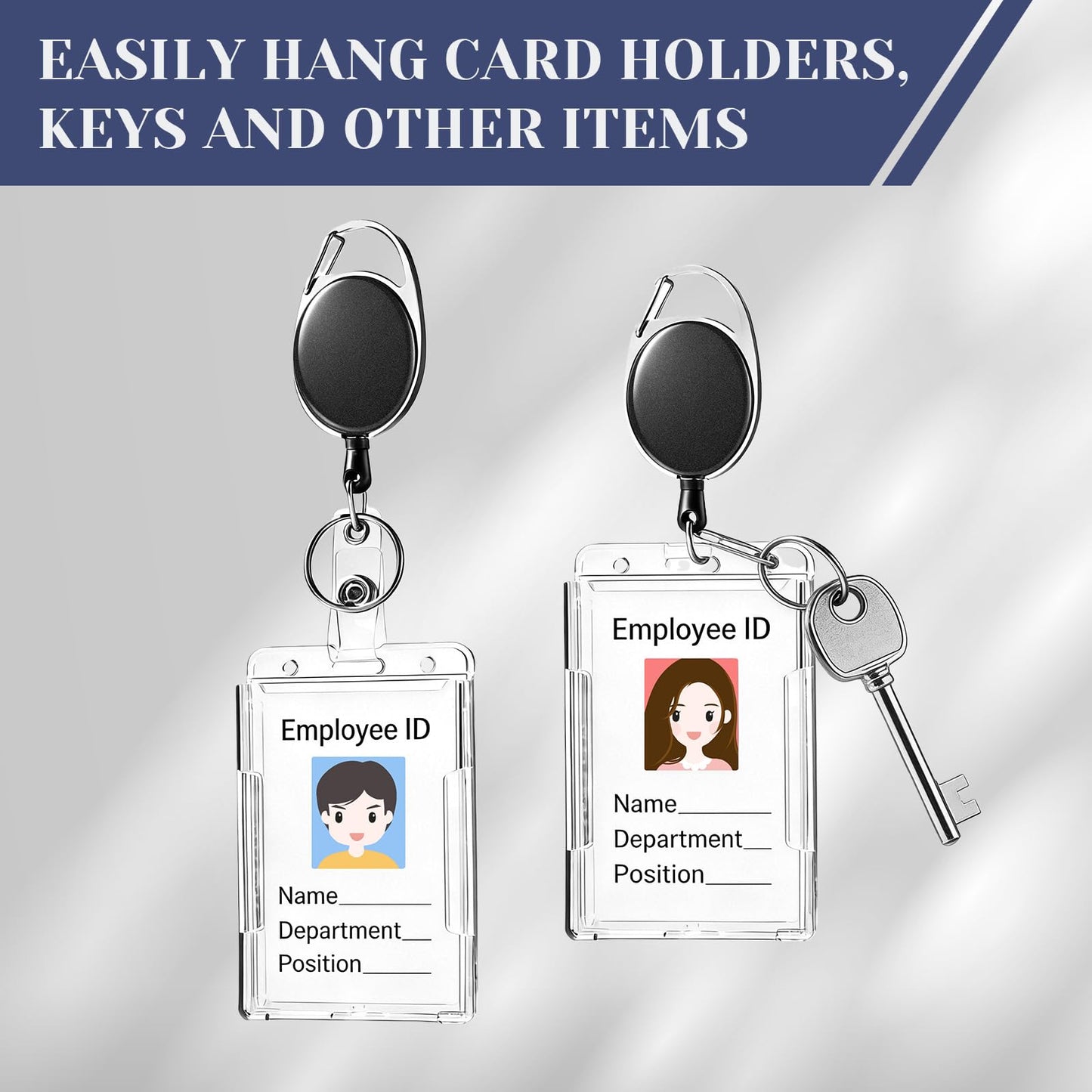 24 Pack Retractable Badge Holders,Retractable Badge Reels with Carabiner Reel Clip and Key Ring for Office Work,Hospitals and Outdoor