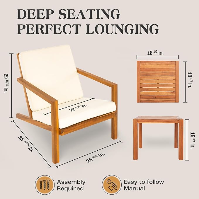 IDZO Natural 3-Piece Patio Bistro Sets