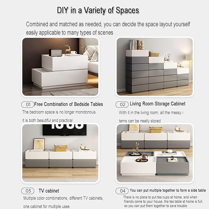 Bedside Table with Drawers DIY Simple Bedside Storage Cabinet Multifunctional