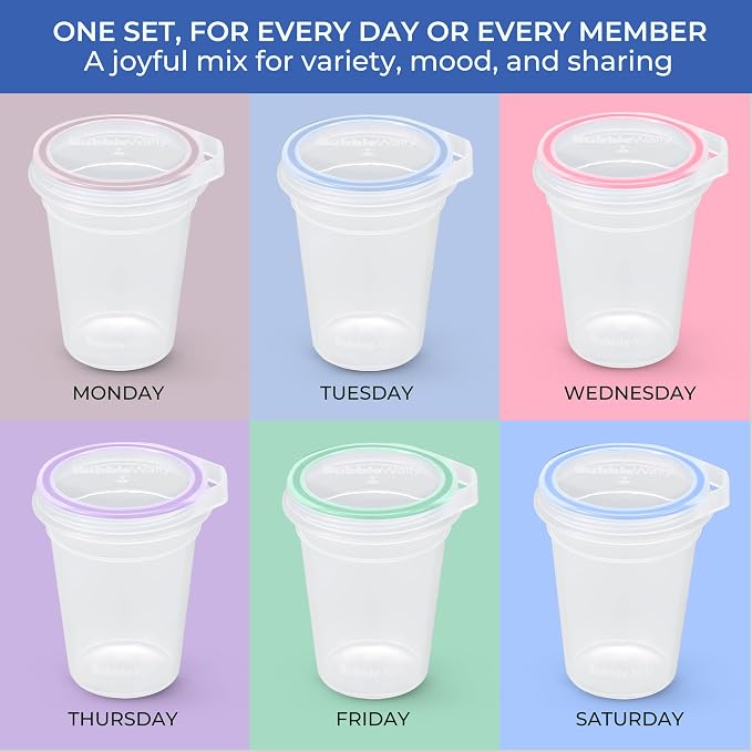 BubbleWally JoyPlus Overnight Oats Containers with Lids Plastic (Mix) - Meal Prep Containers Reusable for Food Storage – 16oz Jars for Breakfast, Snacks, and Lunch