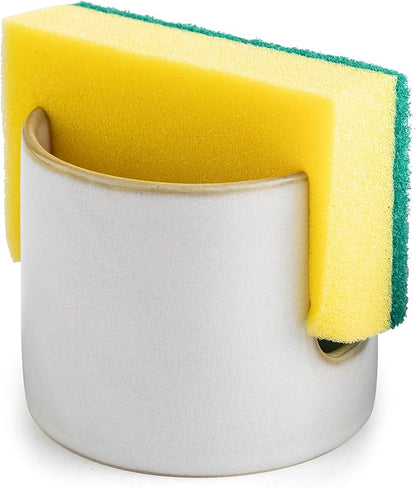 Sponge Holder for Kitchen Sink, Ceramic Dish Sponge Drying Caddy Scrubby Daddy