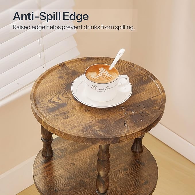 HOOBRO Round Side Table for Small Space, 3-Tier Small Round End Table