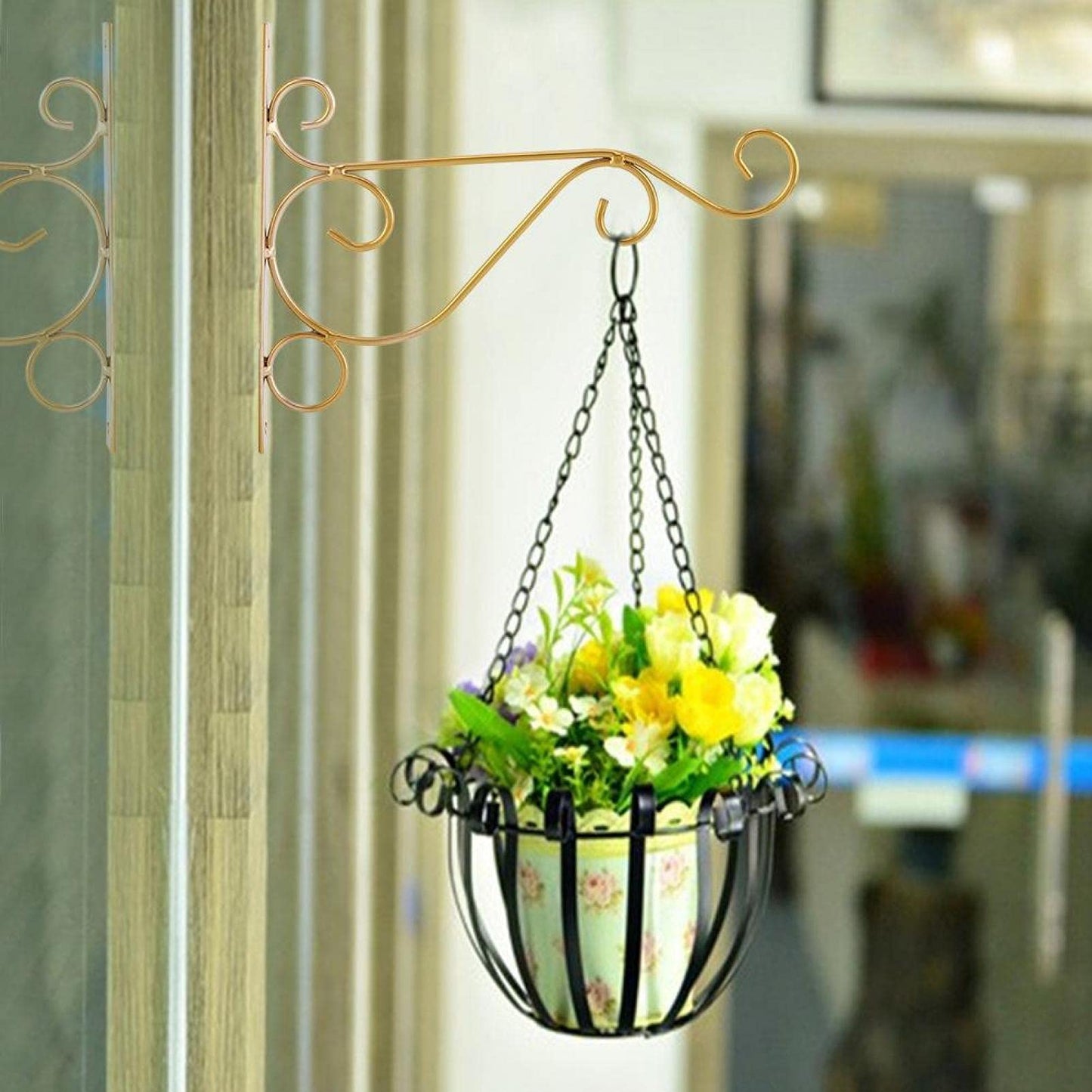 Hanging Plant Bracket 9.8inch, Gold Plant Hooks Plant Hanger Bracket for Indoor Outdoor Planter Flower Pot Bird Feeder Wind Chime Lanterns