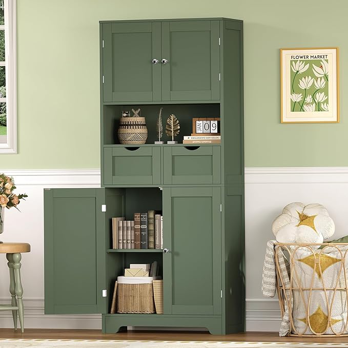 Iwell 58" H Tall Bathroom Storage Cabinet
