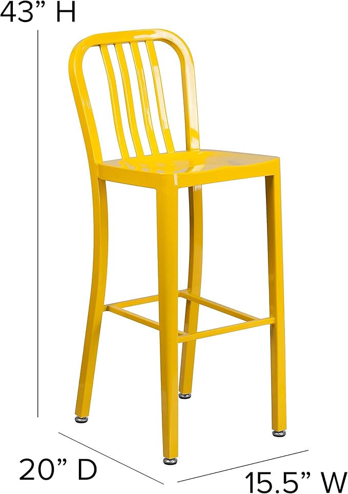 Flash Furniture Gael Commercial Grade 2 Pack 30" High Yellow Metal