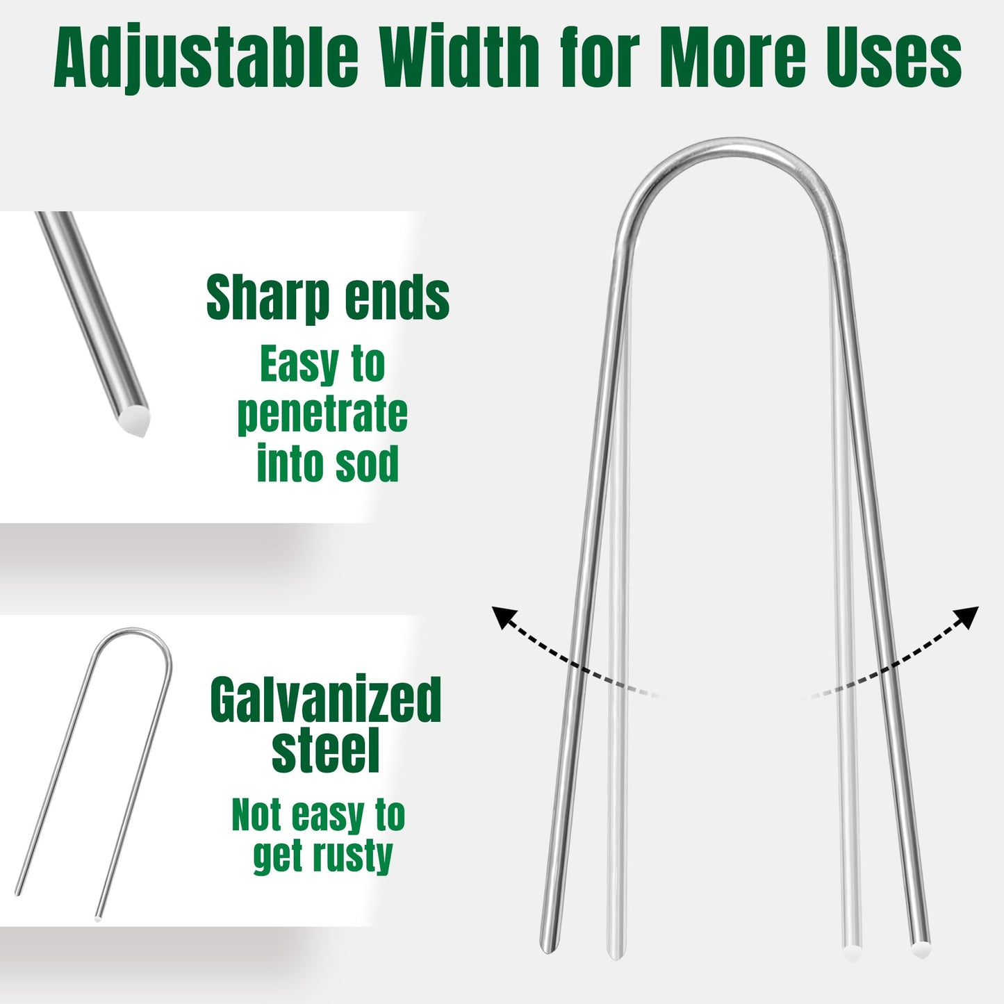 ToolTide 100 Pack 4 Inch U Shaped Garden Stakes Galvanized Drip Irrigation Stakes Landscape Staples Soaker Hose Stakes Anti-Rust Drip Line Stakes for Ground Drip Tubing Weed Barrier Fabric Plant Cover