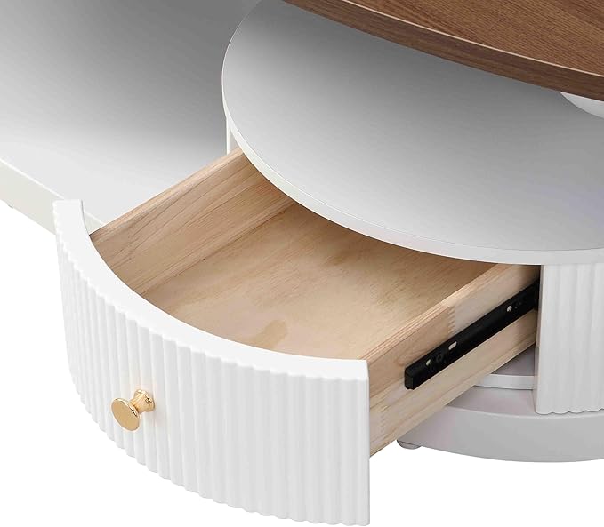 Modern Oval Coffee Table Set of 2, Wood Living Room Accent Coffee Table and