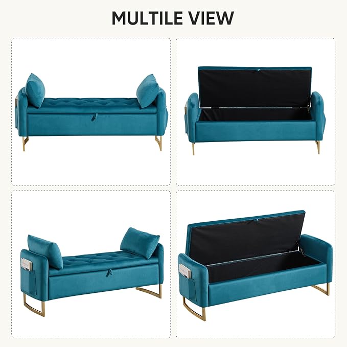 48" End of Bed Bench, Modern Storage Benches