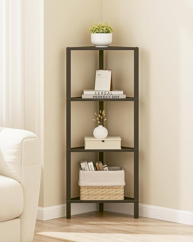 TUTOTAK Corner Shelf, 4-Tier Corner Bookshelf