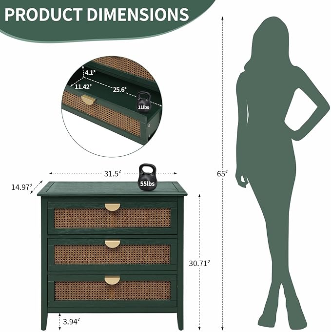 31.5" Retro Green Buffet Sideboard, Modern Coffee Bar Cabinet