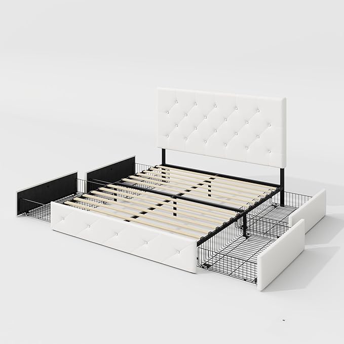 Allewie Upholstered Queen Size Platform Bed Frame