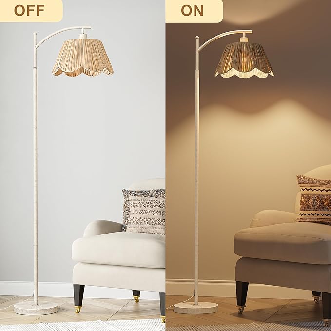 Oneach Farmhouse Floor Lamps for Living Room, Boho Floor Lamp for Bedroom