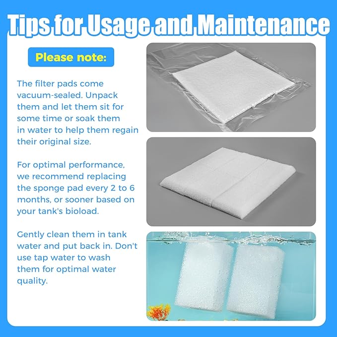 AQUANEAT 6-Pack Replacement Filter Sponge Pads, Aquarium Foam Insert Compatible with AquaClear 30, Fish Tank Filter Media