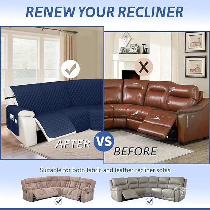 Arfntevss Recliner Sectional Couch Covers 1OO% Waterproof L Shape Sofa Cover