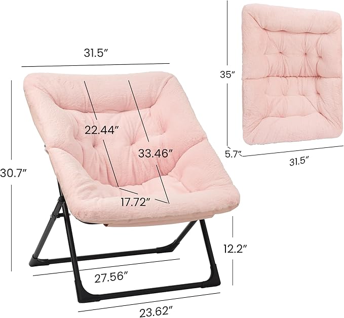Comfy Saucer Chair for Adults, Soft Faux Fur Bedroom Chair, Accent Dorm Chairs