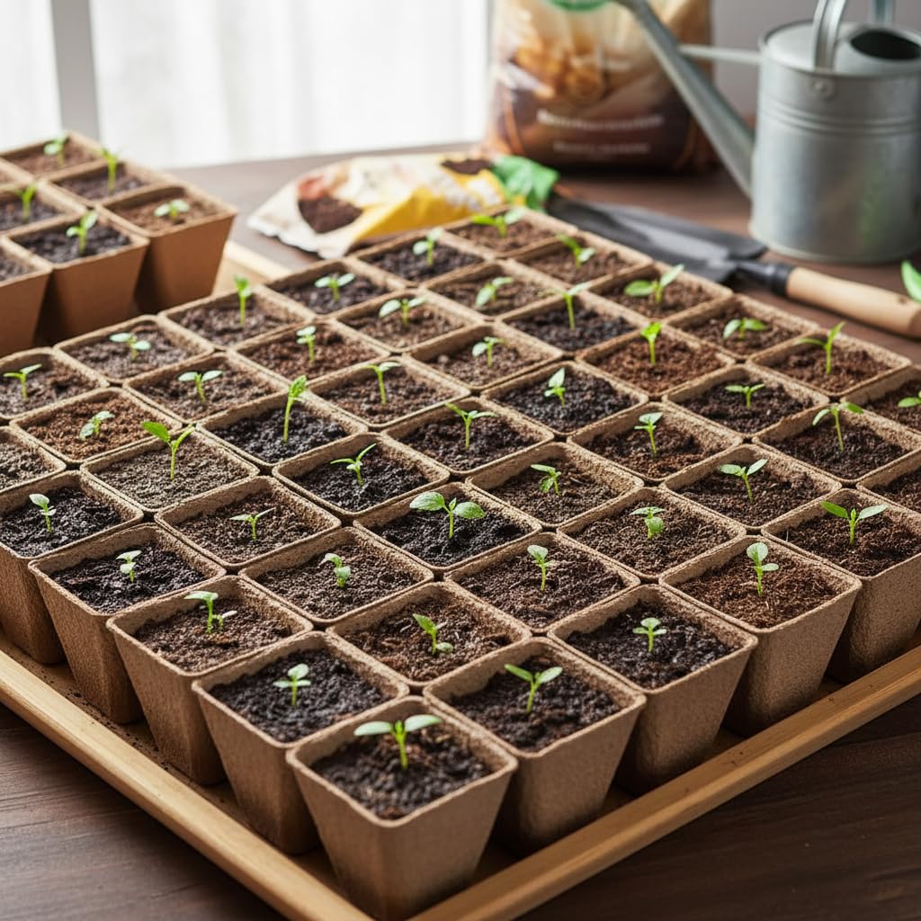YESIACE 126 Packs Square Peat Pots, 3.15 Inch Seed Starting Pots with Drainage Holes Square Nursery Pot,Biodegradable Eco-Friendly Round Plant Seed Starter Peat Germination Seedling Trays