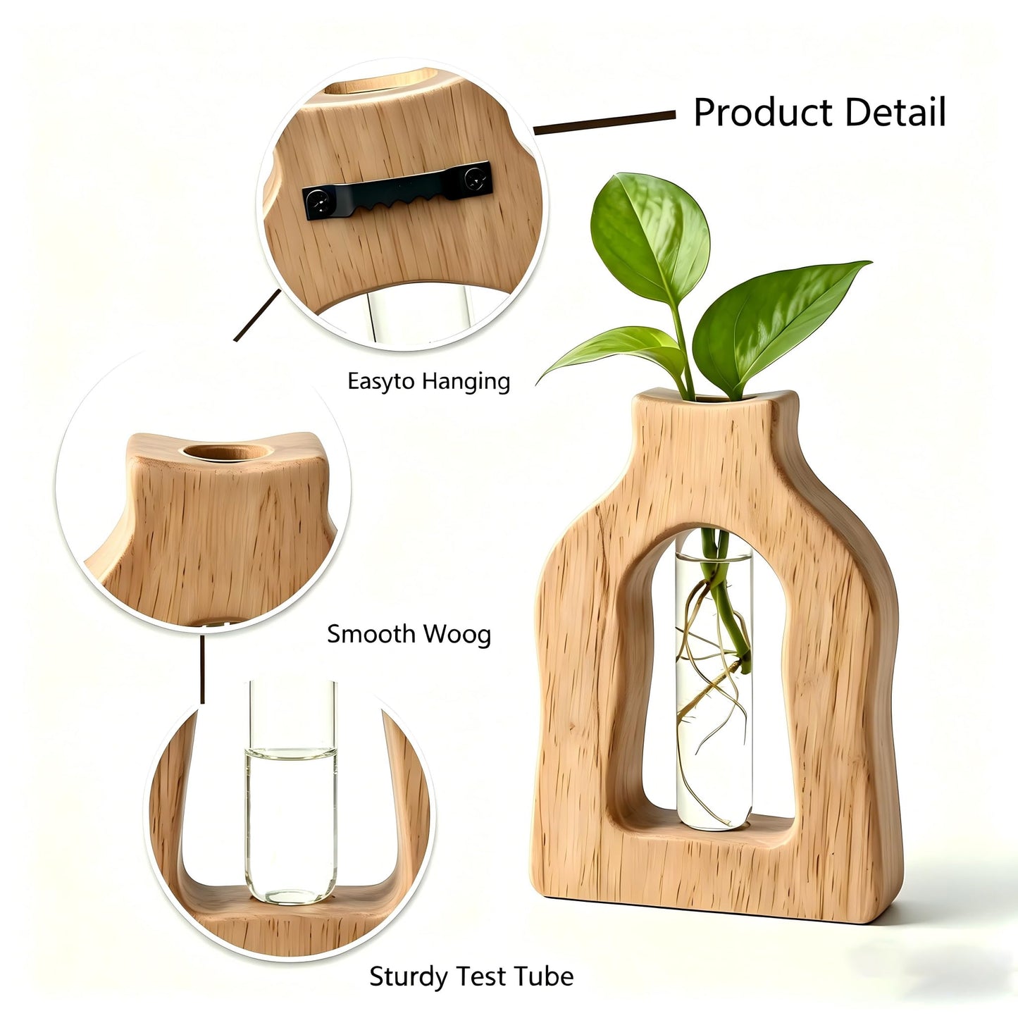 Plant Propagation Station Hanging Stand with Vases for Plants, Wall Hanging Wood Stand, Indoor Plant Pot Air Holder, Window Boxes for Decor, Flowers Holder with Test Tubes
