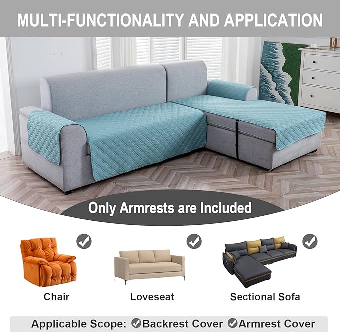 Genina Sofa Armrest Cover, Anti-Slip Armchair Slipcovers