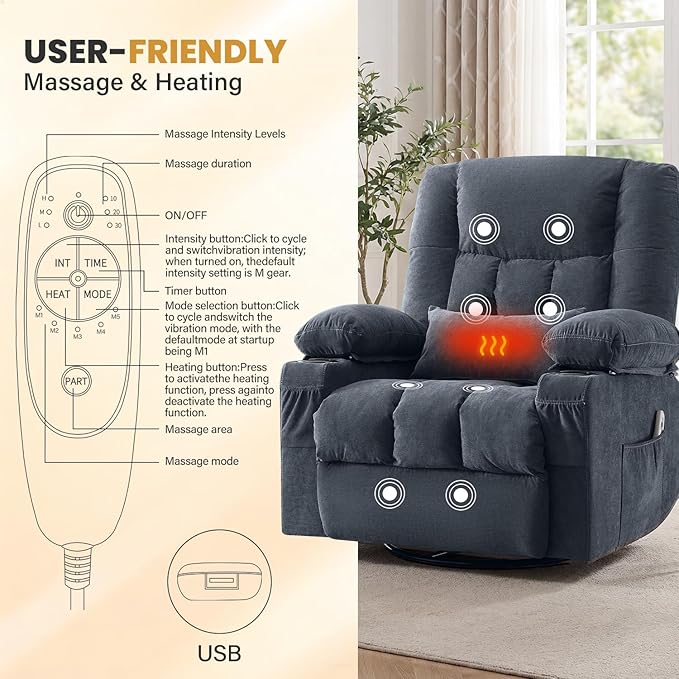 Swivel Recliner Chair for Adults