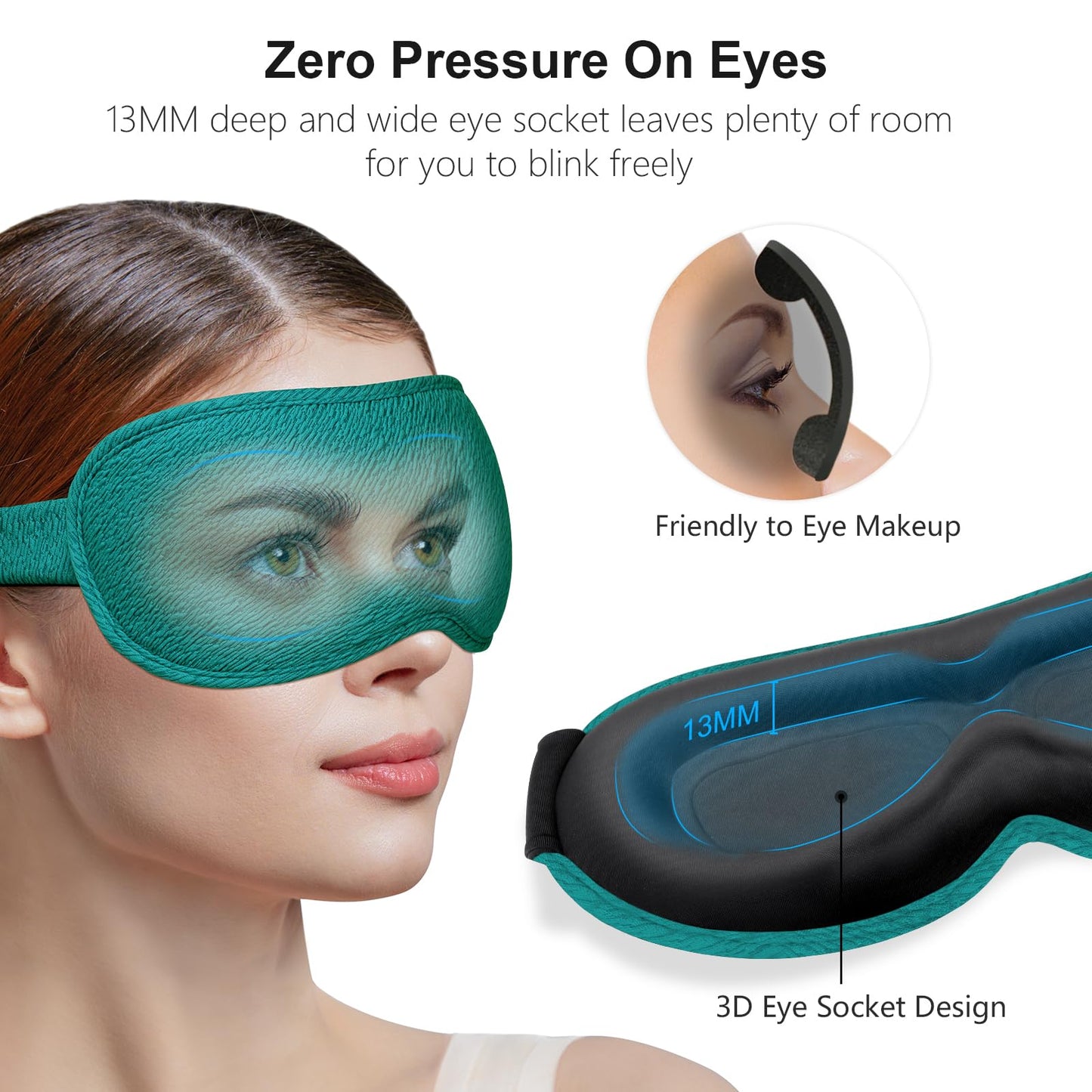 Gritin 100% Blackout Sleep Eye Mask for Women Men, Zero Pressure Sleeping Mask - Ergonomic Design 3D Cutout Eye Movement and Eyelash Friendly Night Blindfold, Ultra Soft Comfortable for Sleeping