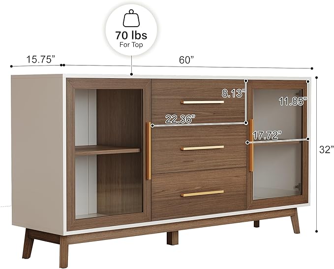 BELLEZE 60‘’ Sideboard Buffet, Console Table