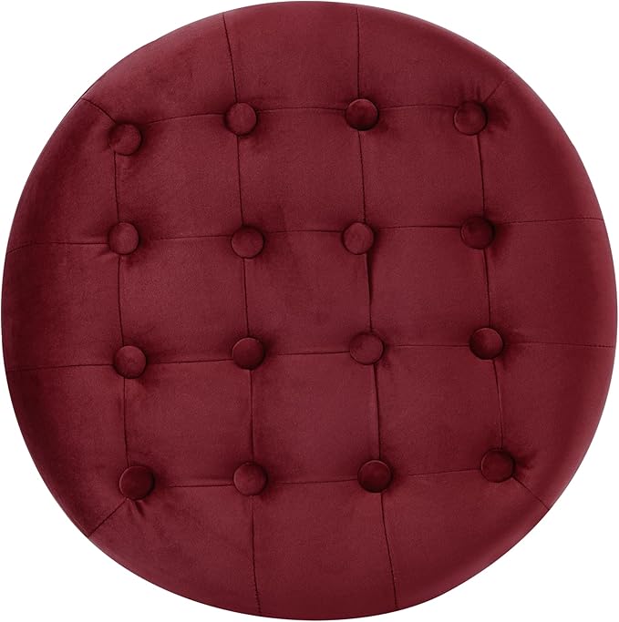 Homepop Home Decor | Upholstered Round Velvet Tufted Foot Rest Ottoman | Ottoman