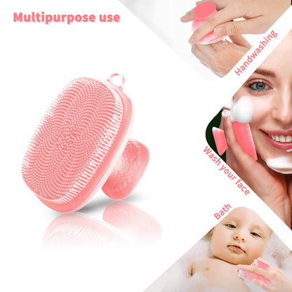 VWMYQ Face Scrubber, Silicone Face Scrubber for Men Facial Cleansing Brush Silicone Face Wash Brush Manual Waterproof Cleansing Skin Care Face Brushes for Exfoliating- Black