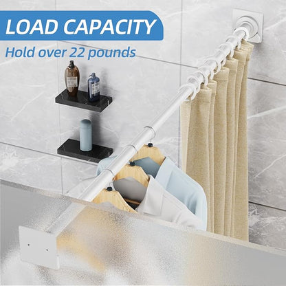 CorkLatta White Shower Curtain Rod,1 Inch Diameter Stainless Steel Adjustable Spring Tension Rods 32 to 68",with Holders,Anti-Slip,Curtain Rods No Drilling(1 Pack)