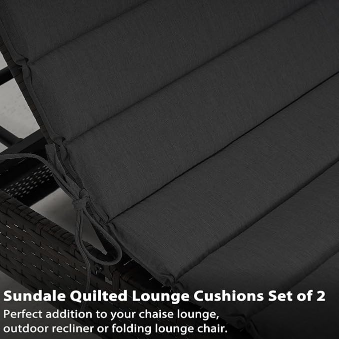Sundale Outdoor Olefin Quilted Lounge Cushion Set of 2, Patio Foldable Chaise
