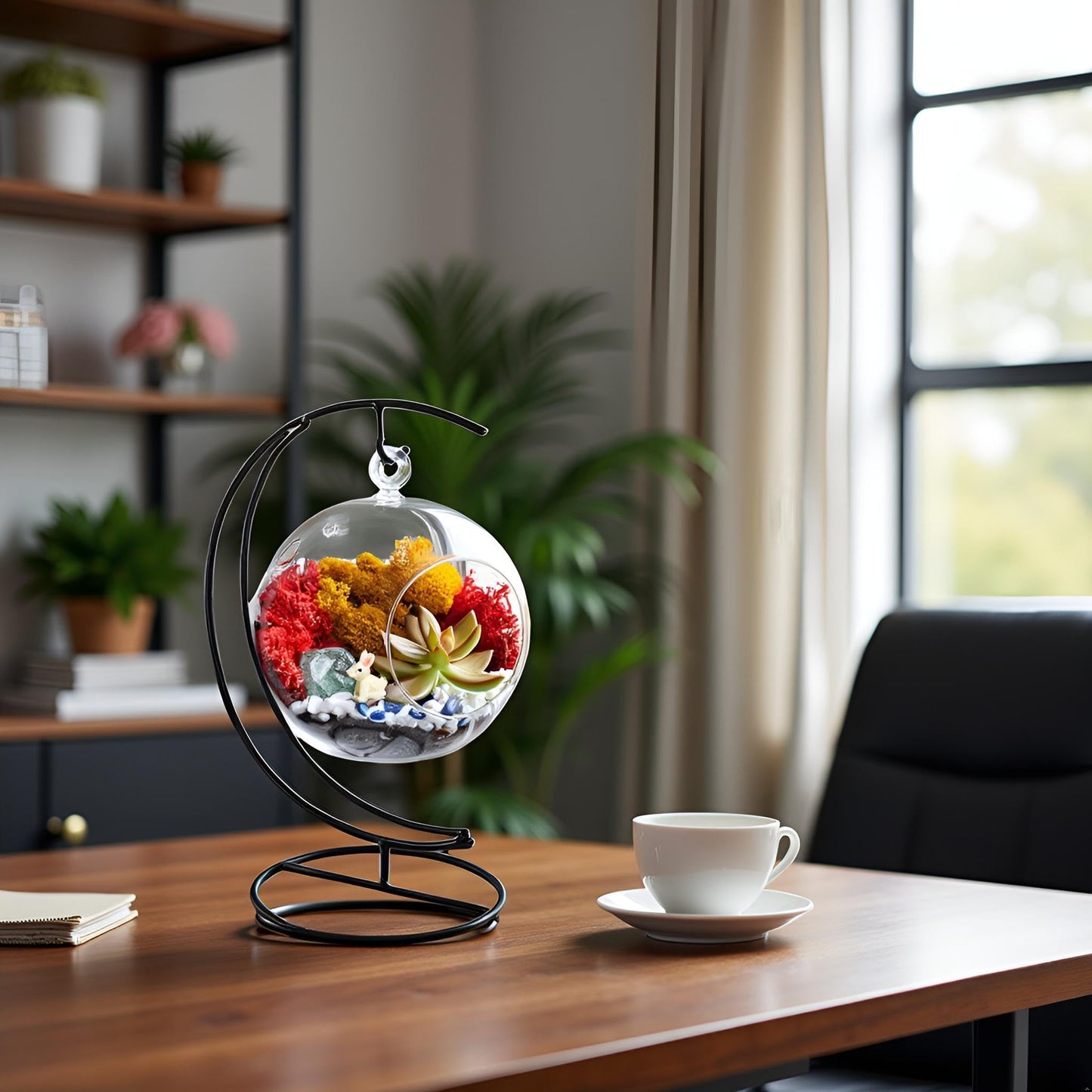 Creations by Nathalie DIY 5" DIY Globe Terrarium Kit - Build Your Own Glass Terrarium for Adults & Teens with Moss, Crystals, Tools & Decorative Figurine - Mini Ecosystem (Plant Not Included)