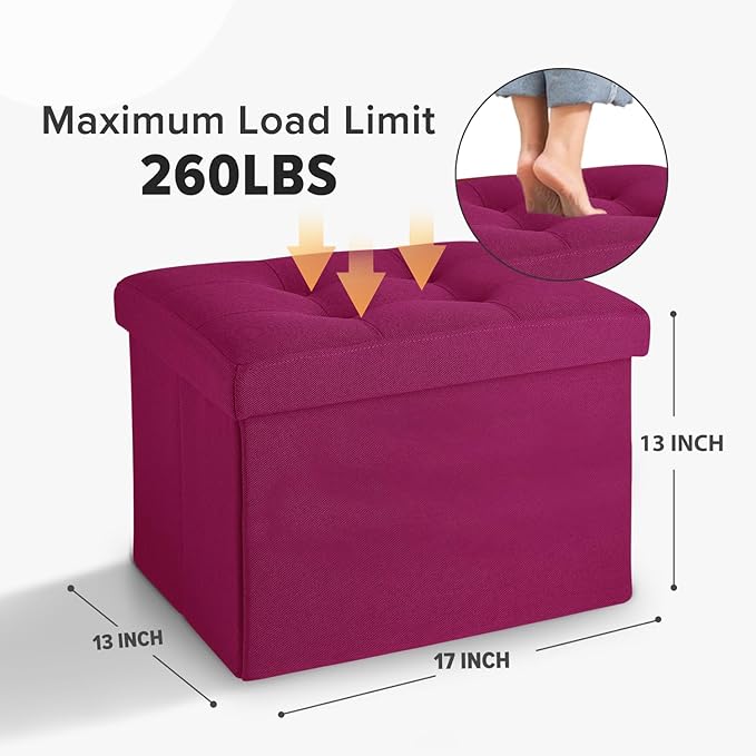 LINMAGCO Small Storage Ottoman Stool Foot Rest Stool Under Desk Stool Short
