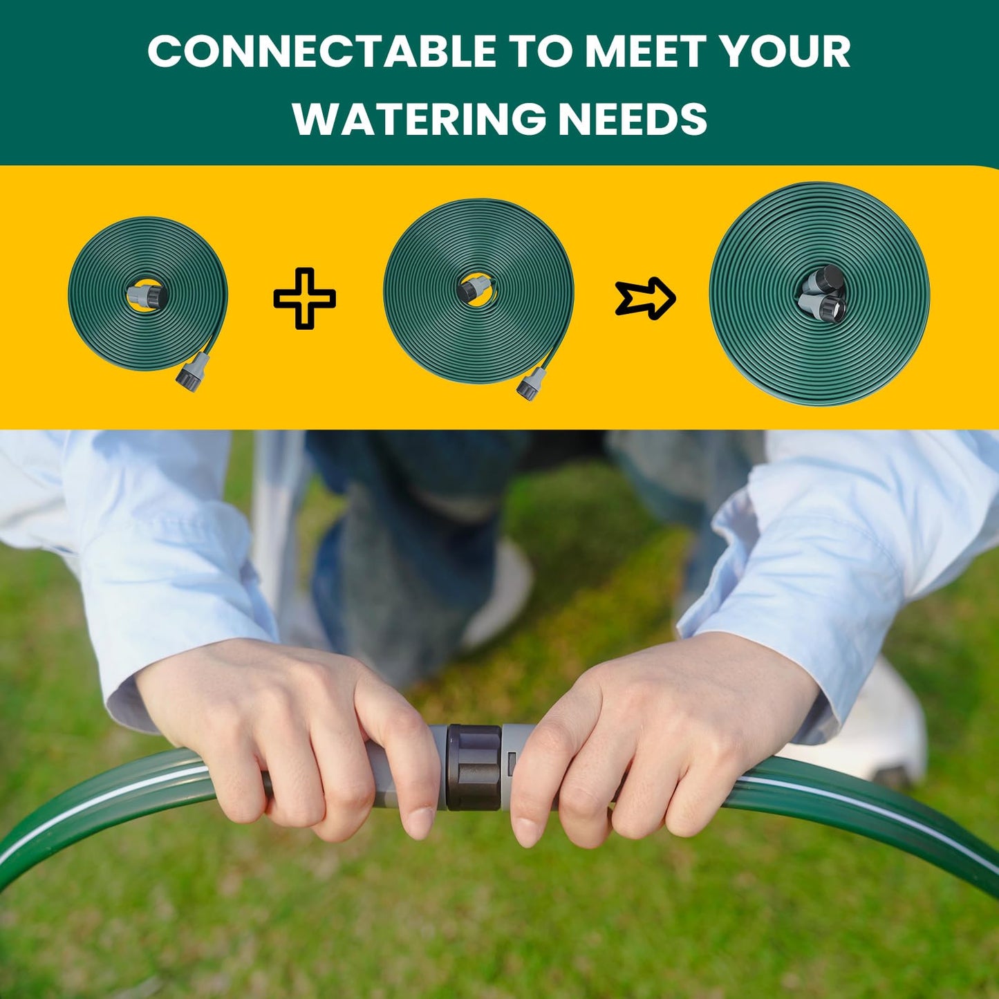 DXront Sprinkler Soaker Hose 25ft 2Pack for Garden Lawn, Watering Pipe with Holes, High-Efficiency Water-Saving Garden Irrigation System, Drip Hose Sprinkler