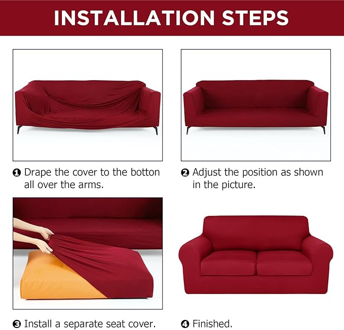 HunnmingRe Sofa Covers for 3 Cushion Couch Stretch Sofa and Loveseat Covers Set