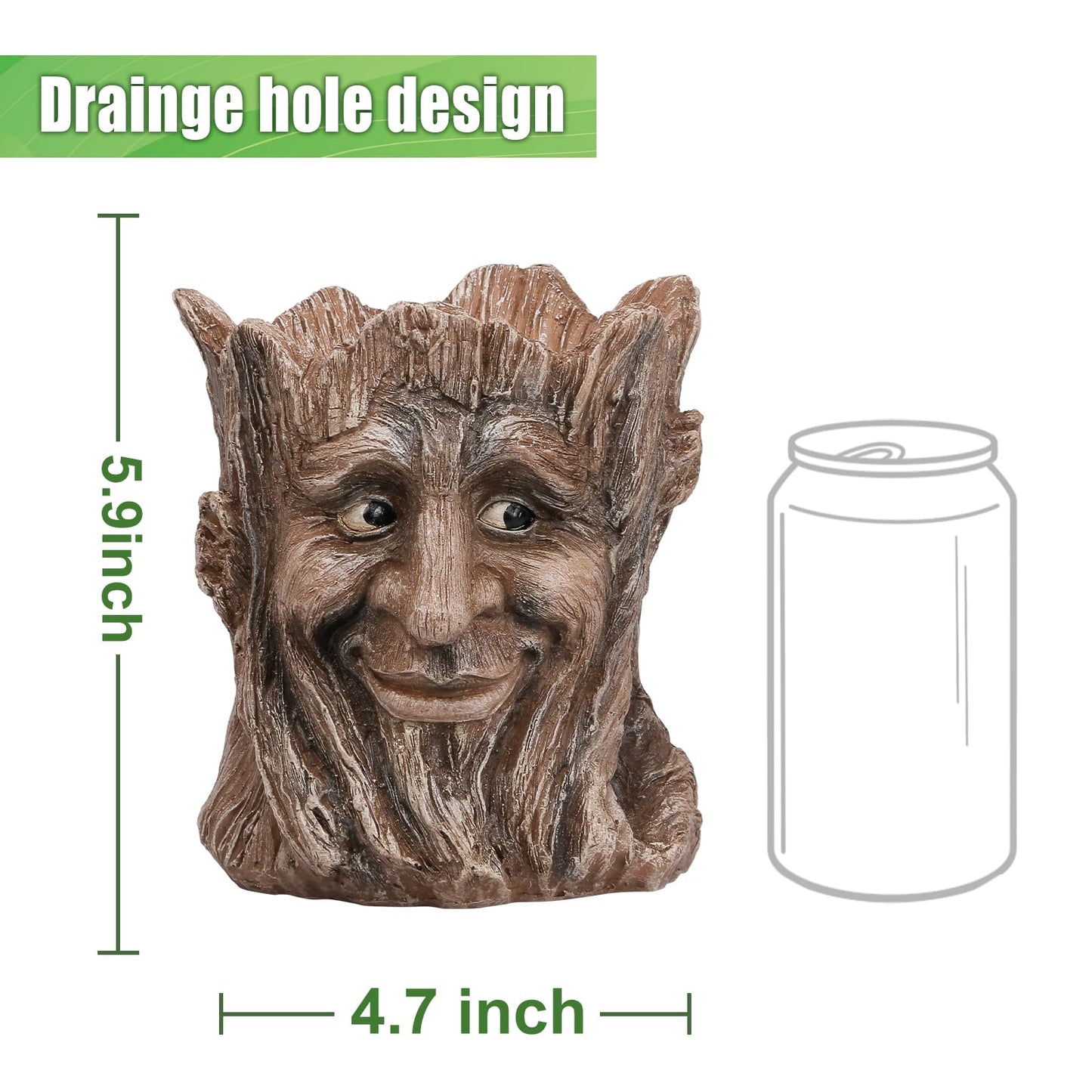 vomiceak Face Planter with Funny Smile - Unique Head Planters for Indoor Outdoor Plants with Drainage Hole, Cute Plant Pots for Succulents, Creative Flower Pots as Gifts for Women and Men (Brown Man)