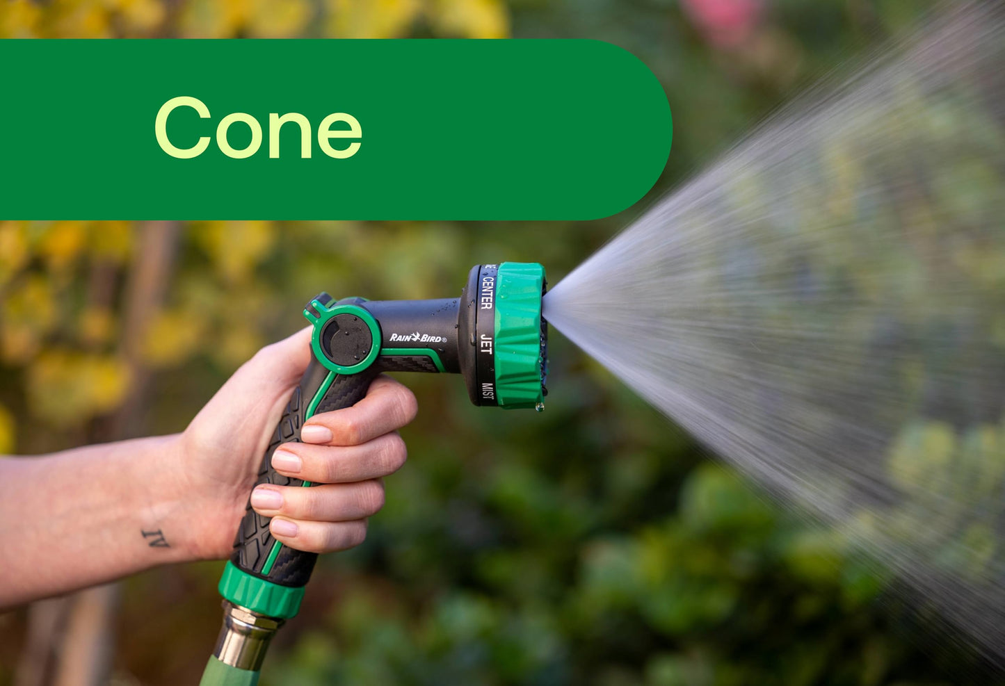 Rain Bird TCNZL8P Garden Hose Nozzle, Thumb Control, Carbon Fiber Texture, 8 Spray Patterns