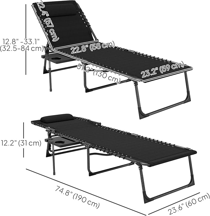 Outsunny Folding Chaise Lounge Chair Outdoor Tanning Chair