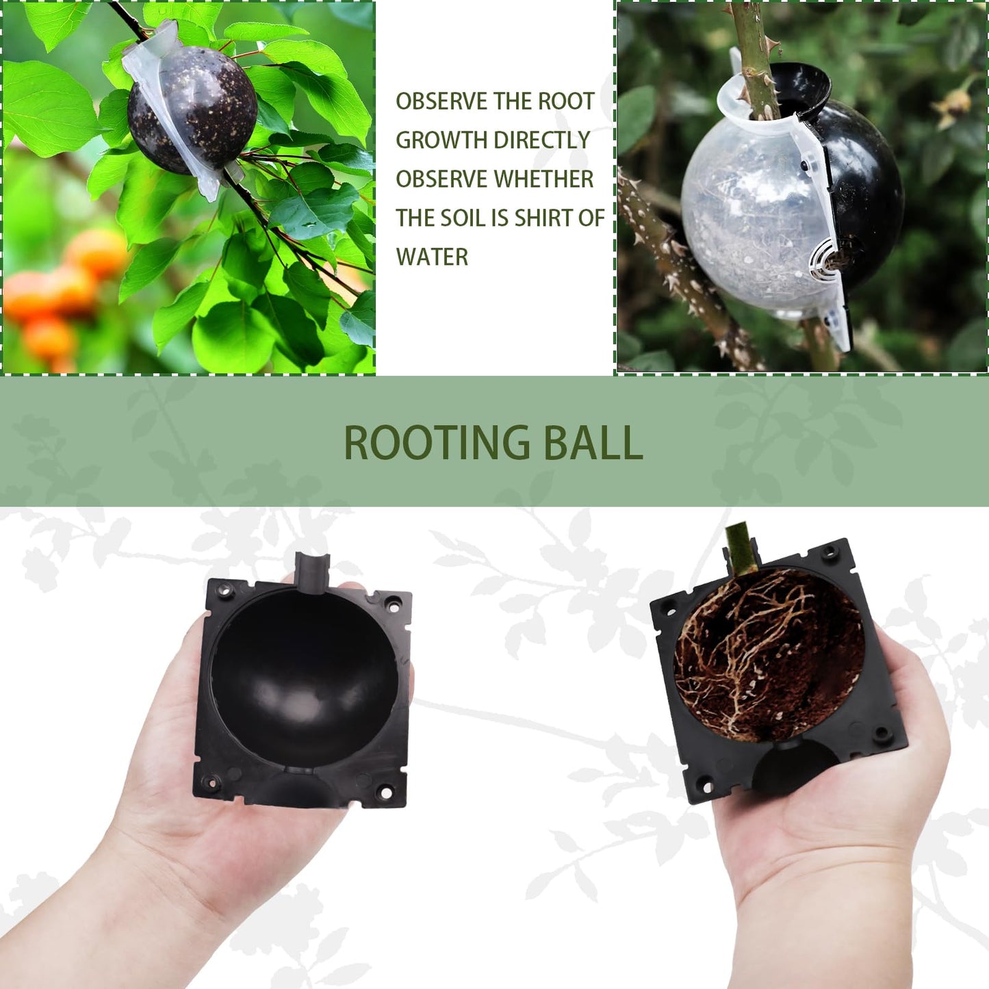 TMCCU 30 Pack 3 Sizes Plant Root Growing Box with 120 pcs Zip Ties, Air Layering Propagation Ball Kit Tree Rooting Grafting Tools for High-Pressure Grafting, Reusable Rooting Device