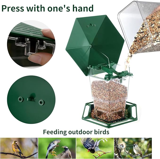 Jealoeur Bird Feeders for Outdoors Hanging Bird Feeder Wild Birds Seed, Green 2 Pack