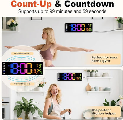 Pytha Sight 16 Inch Large Digital Wall Clock, Large LED Display Digital Wall Clock with Temperature (°C/°F), Remote Control, Auto-Dimming, Night Light for Classroom,Bedroom, Garage,Gym,Seniors Gift