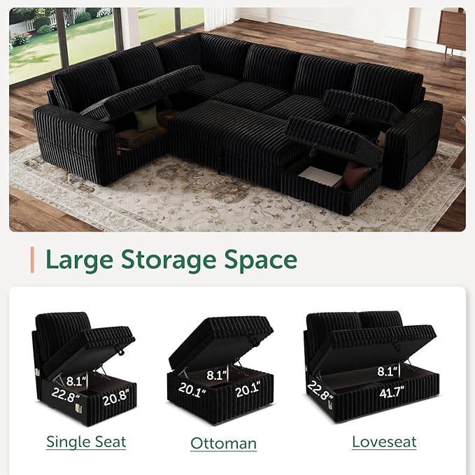 HONBAY Modular Sectional Sleeper Sofa