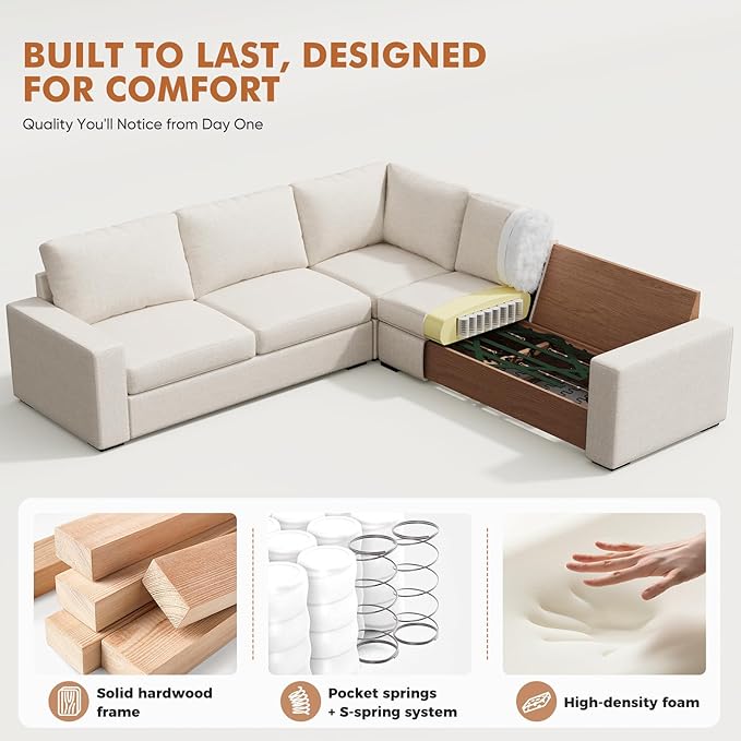 ABCASA 85'' Modern Couches for Living Room, 3 Seater Comfy Sofa